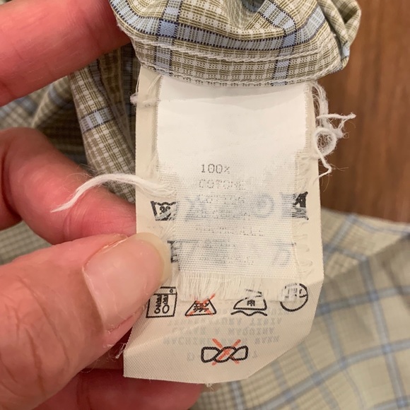 Ermenegildo Zegna Beige Blue Checked Button Up Shirt - Picture 12 of 13